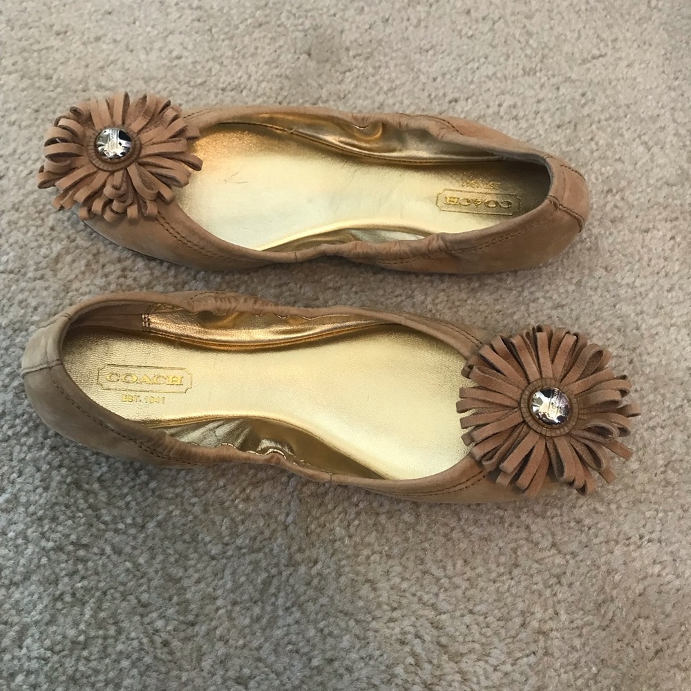 Coach Suede Nude Flats